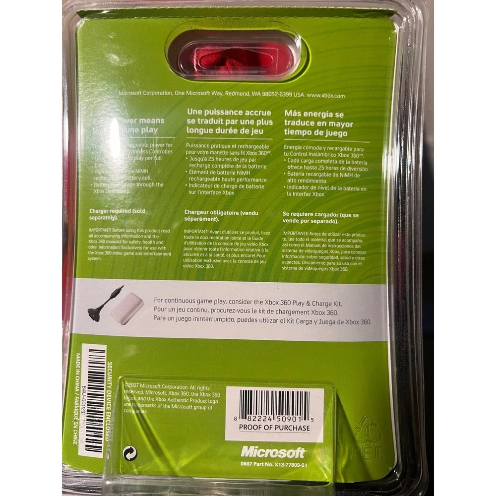 Microsoft Xbox 360 Rechargeable Battery Pack Blue OEM Sealed B4U-00021